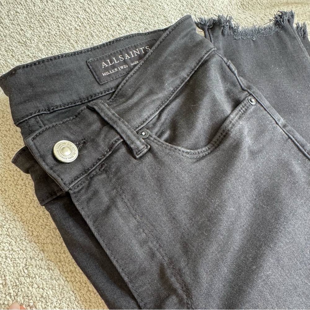SOLD Allsaints Miller Size Me Stretch Mid-Rise Skinny Denim Black Jeans - Picture 7 of 13